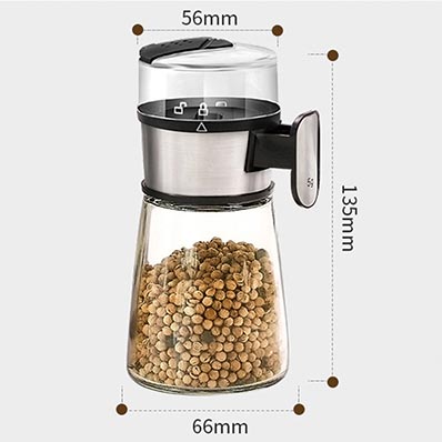 Multi-Purpose control metered 150ml glass salt and pepper dispenser with sealed protective cover