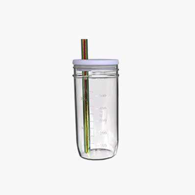 Wide mouth reusable drinking glasses 16oz glass smoothie cups with lids and straws