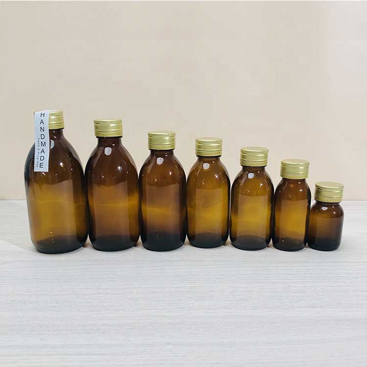 Pharmacy Bottles 125ml amber glass syrup bottles with ropp caps
