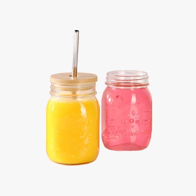 Cylinder 500ml 600ml 750ml glass tumbler bottle with bamboo lid and straw for juice/water/smoothie