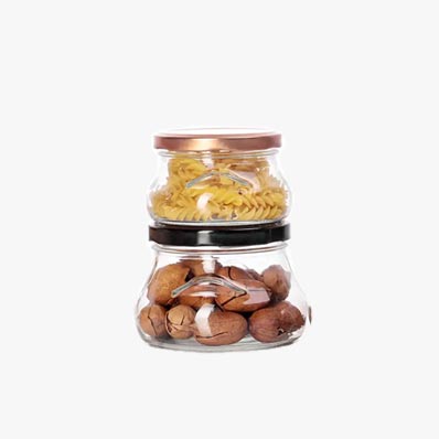 Custom size wide mouth leak-proof clear glass tureen canning jars with gold lids for kitchen