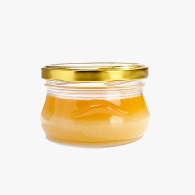 Food grade clear 8oz glass tureen jar with gold lid wholesale