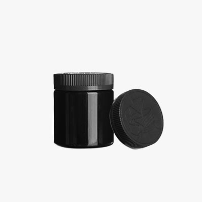 Best price wide mouth black 120ml hemp plastic jars with screw lids