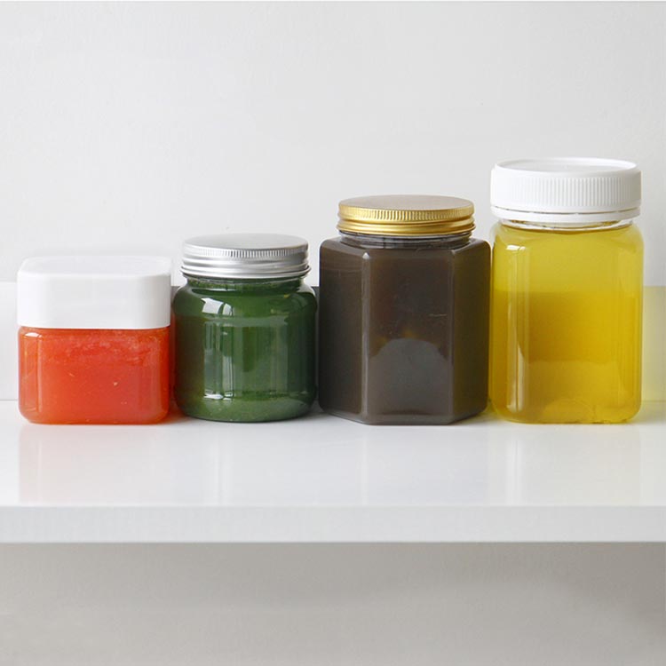 Wholesale clear mini 200g plastic jam jars with lids in stock