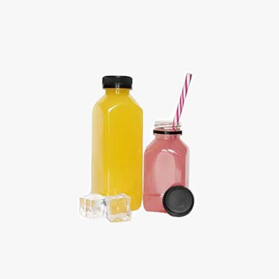 Disposable french square 16oz pet pcr bottles with chilproof caps