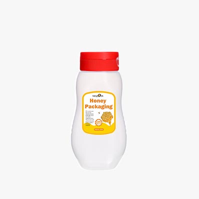 Food grade clear 330ml squeeze pet plastic honey bottles with flip top caps