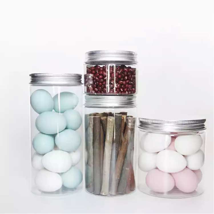 Eco friendly 250ml clear pla food storage jar with metal lid and liner bulk