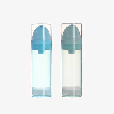 Refillable clear 50ml plastic airless bottle with pump for cosmetic packaging