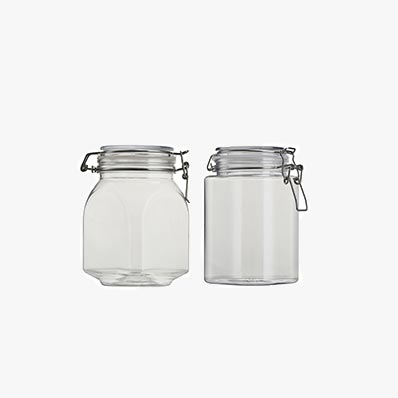 PET Plastic Storage Jars with Airtight Hinged Lids,Durable Clear Wide Mouth canning Jars for Food Storage Oats Canning Cereal Pasta Sugar Coffee Nuts Spices