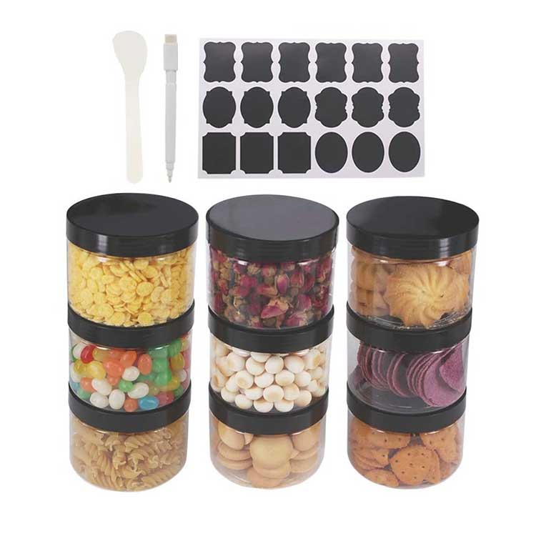 24 Pack Clear Plastic Round Storage Jars Wide-Mouth Plastic Containers Jars  with Lids for Storage