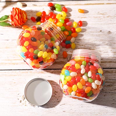 RW Base 16 oz Round Clear Plastic Candy and Snack Jar - with Black Aluminum  Lid - 3 3/4 x 3 3/4 x 3 - 100 count box