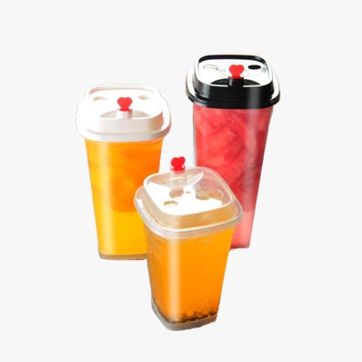 Wholesale square 400ml 500ml 600ml plastic cold drinks cup for coffee/tea/milkshake