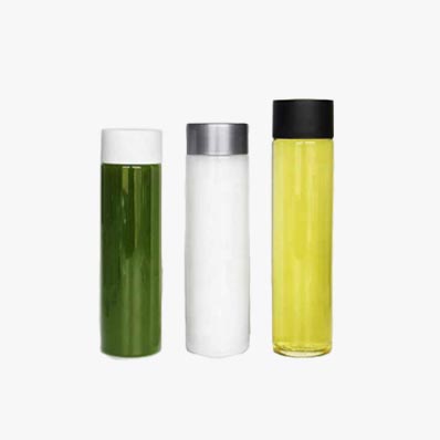 Wide mouth clear cylinder 500ml plastic cold pressed juice bottle with twist off cap