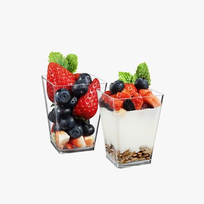Wholesale small 5oz square plastic dessert cups with lids and spoons