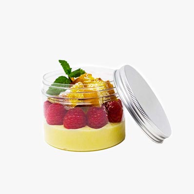 BPA free clear disposable 8oz plastic dessert jars with lids wholesale