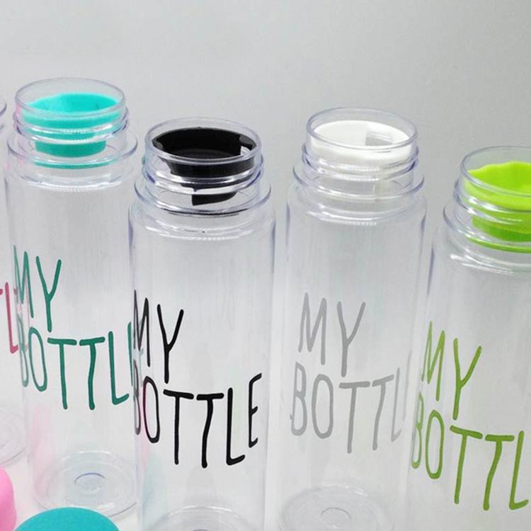 Wholesale custom printing clear plastic drinking bottles with lids bulk