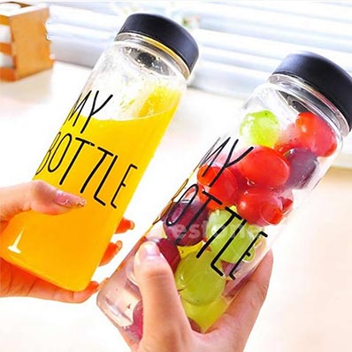 Wholesale custom printing clear plastic drinking bottles with lids bulk