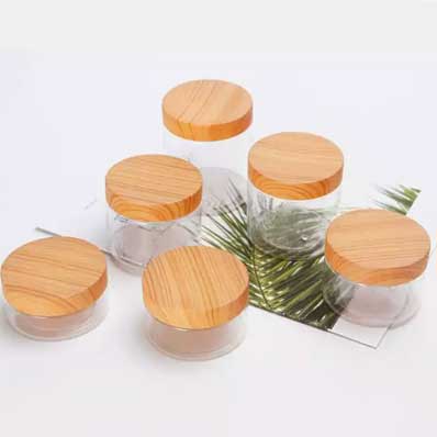 China supplier best clear 120ml plastic eyeshadow jars with bamboo lids for makeup