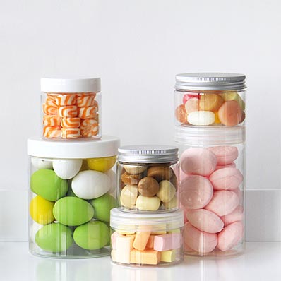 Custom printing clear 100ml plastic food jar with lid wholesale