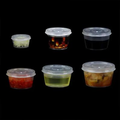 Airtight and stackable 2oz plastic jello shot cups with lids for sauces/liquid/dips
