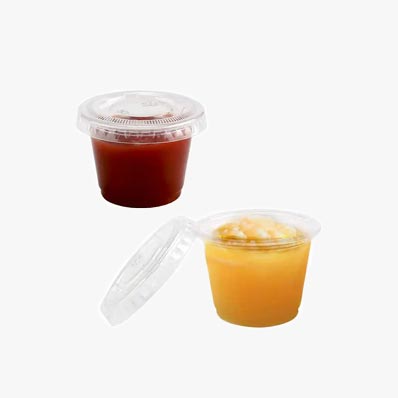 Airtight and stackable 2oz plastic jello shot cups with lids for sauces/liquid/dips