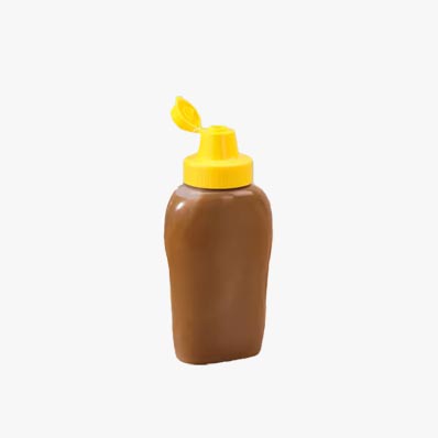 Custom empty squeezable 14oz plastic mustard and ketchup bottles with dispenser caps