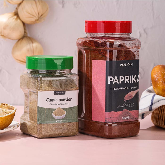 BPA Free Plastic Pepper Powder Jar, Small Grip jar, Clear and Safe Plastic Bottle Containers with Shaker Lids for Storing Spice, Herbs and Seasoning Powders