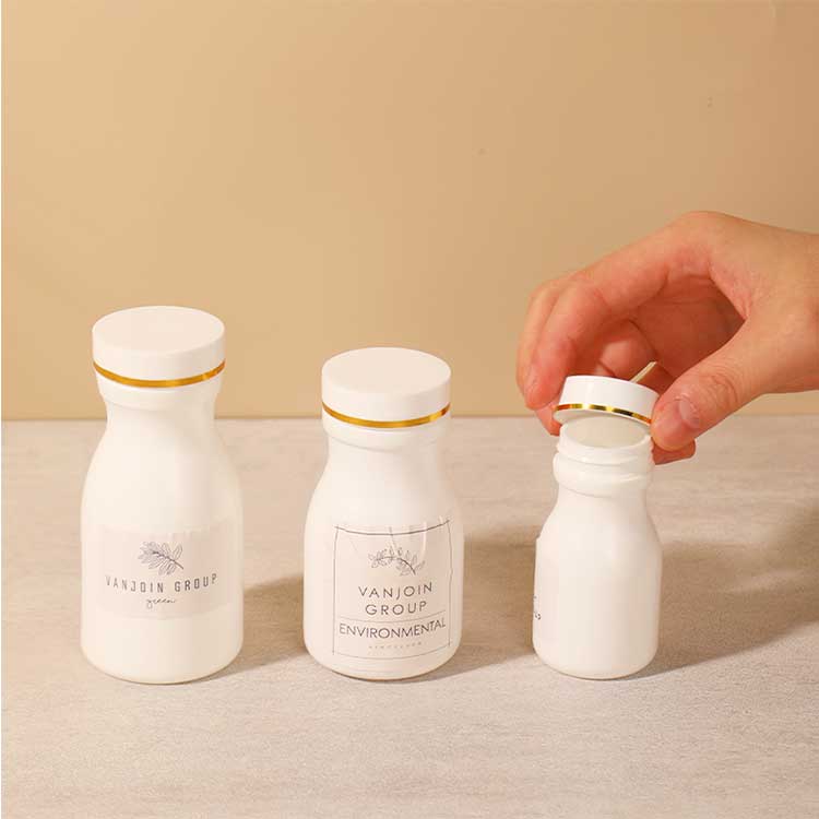 Empty white pill bottle plastic reagent bottle chemical containers with caps for liquid solid powder