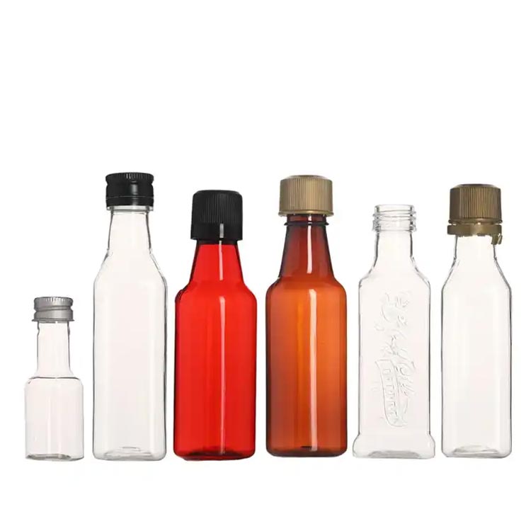 Wholesale mini 50ml empty plastic shot bottles with caps for liquor