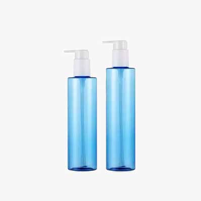 Wholesale flat shoulder cosmetic PET 250ml plastic skincare bottles for personal care