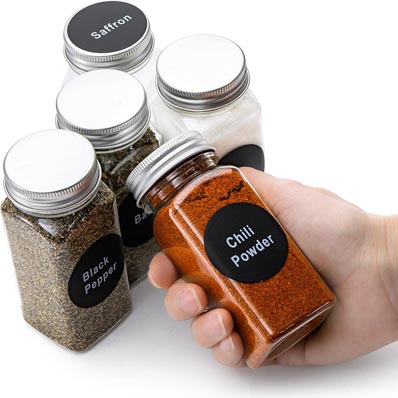 Factory price clear square 4oz plastic spice jar with aluminum lid wholesale
