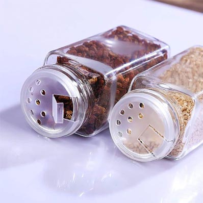 Factory price clear square 4oz plastic spice jar with aluminum lid wholesale