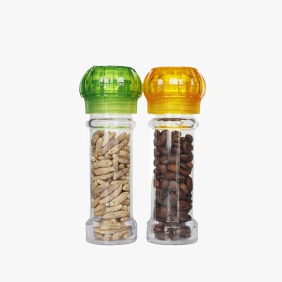 Refillable small 4oz plastic spice jars with grinder from jars supplier