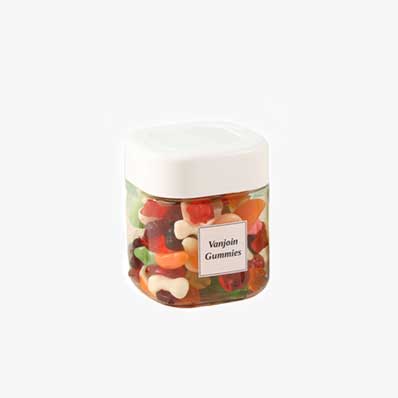 Food grade wide mouth 375ml/550ml square plastic jars with lids bulk for peanut spice cookie candy