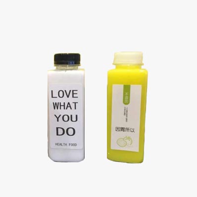 Fancy cold pressed 300ml 400ml 500ml square plastic juice bottle with cap