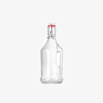 Airtight reusable home brew bottle swing top glass bottle with handle for juice kombucha beer kiefer