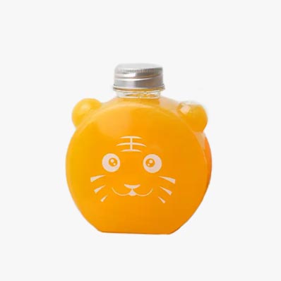 Cute shape empty 500ml 16oz tiger shape flat plastic pet juice bottle for juice/milk tea