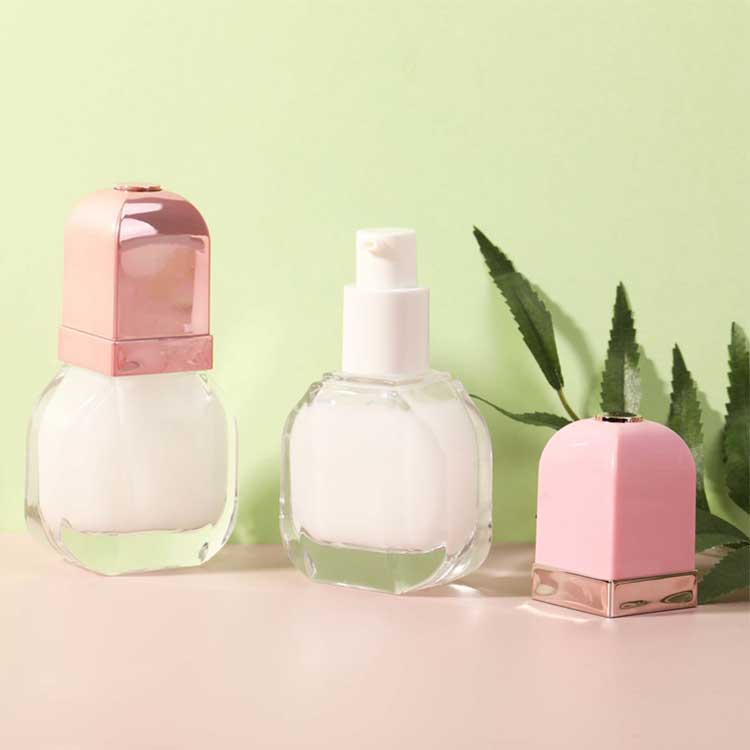 High end clear refillable 30ml glass travel shampoo bottles for cosmetic containers